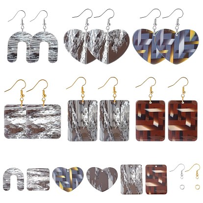 DIY Earring Making, with Cellulose Acetate(Resin) Pendants, Imitation Gemstone, Brass Earring Hooks and Open Jump Rings Jump Rings, with Beads