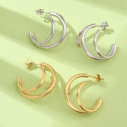 304 тройные серьги-гвоздики из нержавеющей стали, ионное покрытие (ip)