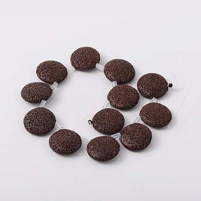 Dyed Lentil Synthetic Lava Rock Pendants Beads Strands, 31x10mm, Hole: 1mm, about 12pcs/strand, 14 inch
