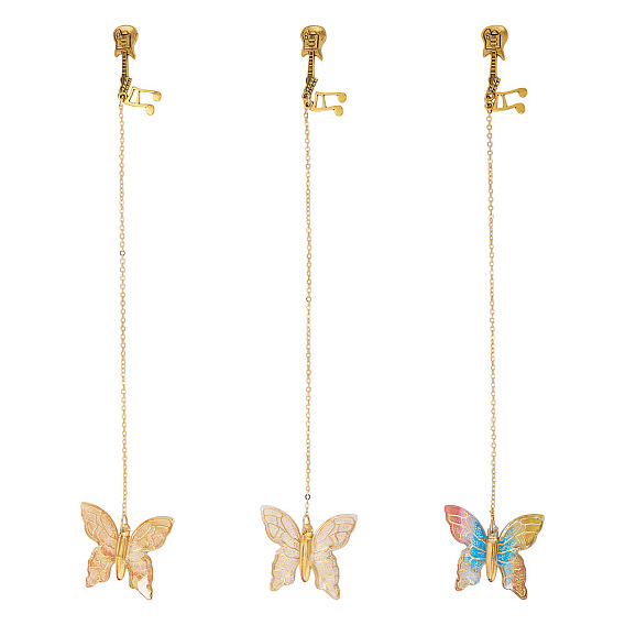 3шт. бабочка акрил и сплав музыкальная нота гитара подвеска закладка, с латунным кабельных цепей