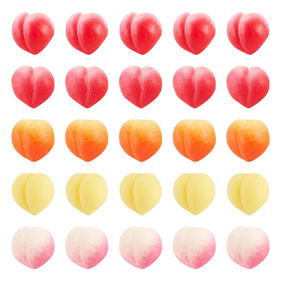 30шт. 5 цвета TPR фрукты персик миниатюрный цветочный горшок украшения, Аксессуары для микроландшафтного сада для кукольного домика, притворяющиеся опорными украшениями