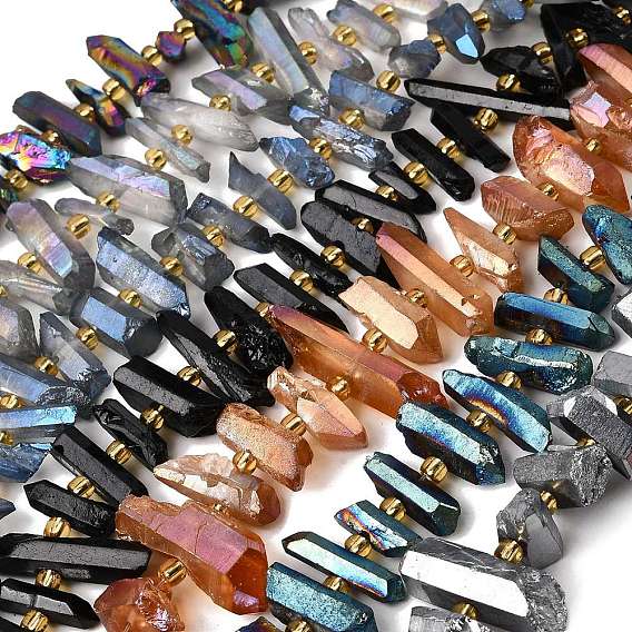 Гальванизировать природный кристалл кварца бусы пряди, граненые, палочка для наггетсов, с бисером