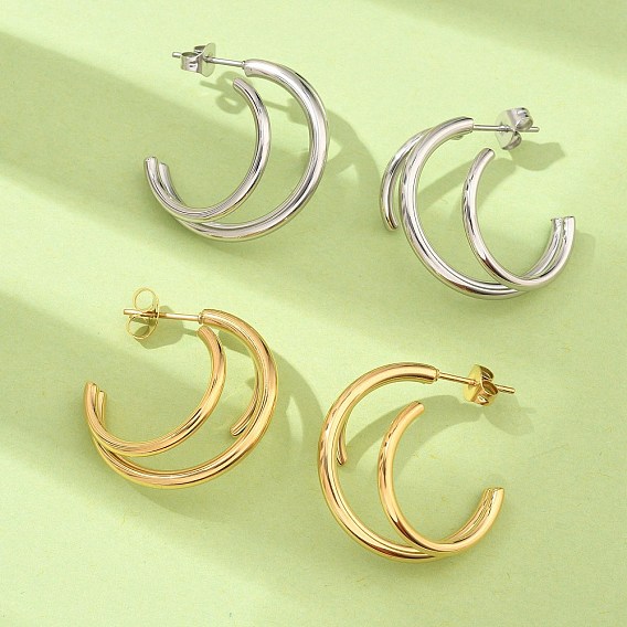 304 тройные серьги-гвоздики из нержавеющей стали, ионное покрытие (ip)