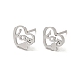 304 Stainless Steel Stud Earrings, Love Heart