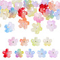 27Pcs 9 Colors Two Tone Glass Charms, Flower Charm, with Silver Brass Loop
