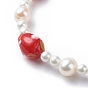 3d pulsera de cuentas de perlas de fresa y concha de murano para mujer