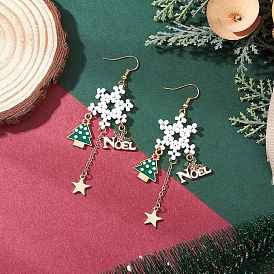 Болтаться серьги сплава эмали, снежинка, с 304 прелестей из нержавеющей стали