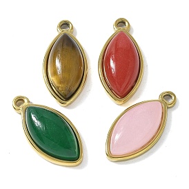 Драгоценный камень подвески, 304 подвески в виде конского глаза из нержавеющей стали, реальный 18 k позолоченный