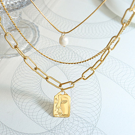 Layered Irregular Pendant Freshwater Pearl Necklace for Women - Titanium Steel Fashion Jewelry