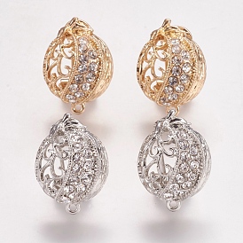 Alloy Rhinestone Stud Earring Findings, with Loop