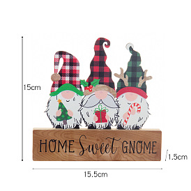 Christmas Wood Tabletop Decoration, Wooden Centerpiece Signs Table Decoration, 3 Gnomes with Word Home Sweet Gnome