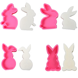 Easter Rabbit DIY Candle Silhouette Silicone Molds, Car Freshie Molds, for Aroma Beads, Scented Candle Making