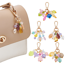 5шт. подвесные украшения из акрила и стекла разных форм, с поворотными застежками сплава