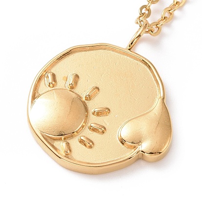 Ion Plating(IP) 304 Stainless Steel Sun and Heart Pendant Necklace for Women