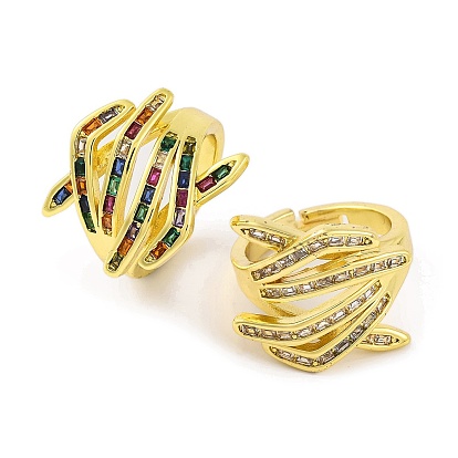 Регулируемые кольца из латуни с микро-паве и цирконием для женщин для обнимания рук, без кадмия, без никеля и без свинца, реальный 18 k позолоченный