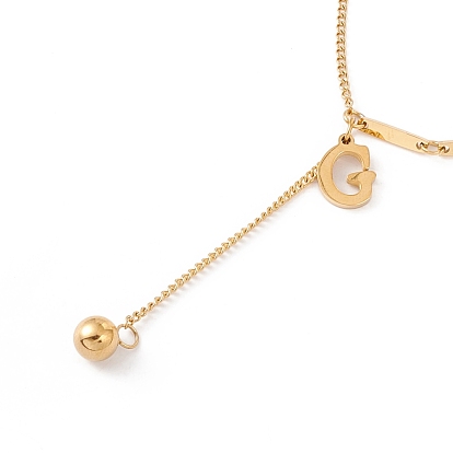 Initial Letter G with Long Chain Tassel Pendant Necklace, Ion Plating(IP) 304 Stainless Steel Jewelry for Women