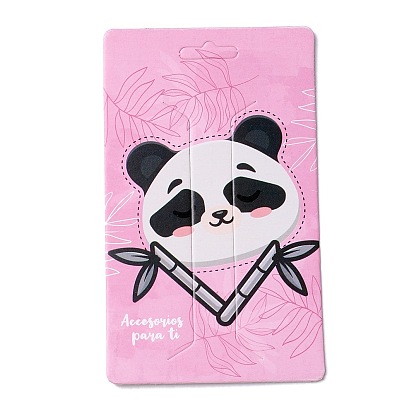 Paper Hair Clip Display Cards, Rectangle with Panda Pattern