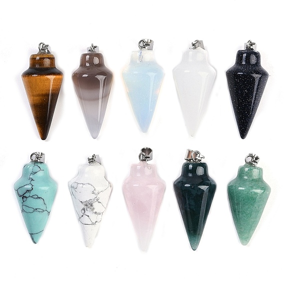 Подвеска из натурального камня, подвески в форме пули с застежками из платинового металла