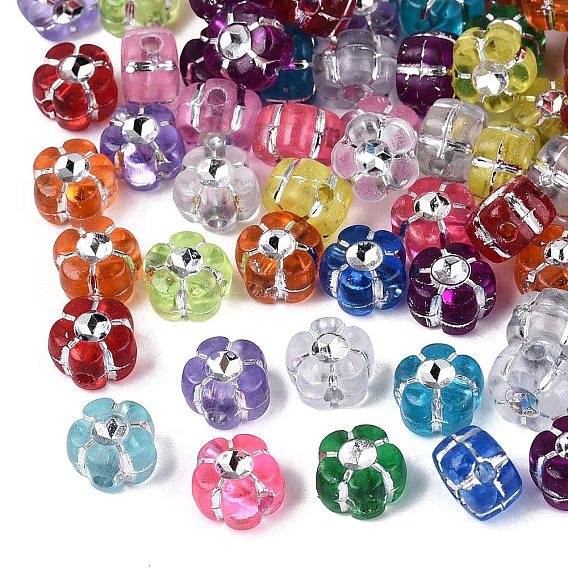 Пластиковые цветочные бусы, серебристого металла, обвитыми