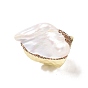 Bague manchette ouverte pépites irrégulières perle naturelle, bague large en laiton plaqué or clair pour femme, sans cadmium et sans plomb