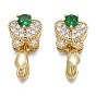 Brass Micro Pave Cubic Zirconia Ice Pick Pinch Bails, Long-Lasting Plated, Butterfly, Clear & Green