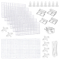 12Pcs PP Plastic Fish Tank Bottom Isolation Board, with 20Pcs Grid Separator Base, Nylon Cable Ties, 6Bags Plate Suction Cup & Buckle and 32Pcs Cover Bracket