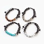 Gemstone Braided Bead Bracelets, with Nylon Thread and Tibetan Style Alloy Crown Beads
