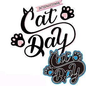Cat Day Carbon Steel Cutting Dies Stencils, for DIY Scrapbooking, Photo Album, Decorative Embossing Paper Card