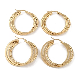 PVD Vacuum Plating 201 Stainless Steel Hoop Earrings, with 304 Stainless Steel Pin