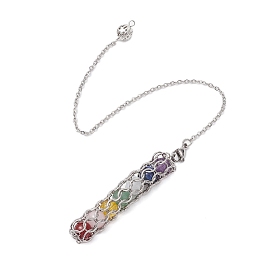 7 чакра круглая натуральный аметист и лазурит и розовый кварц и зеленый авантюрин и окрашенный кварц и сердолик и синтетический цитрин лозоходные маятники, с 304 фурнитурой из нержавеющей стали