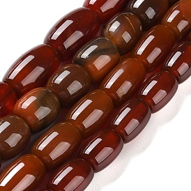 Natural Red Agate/Carnelian Beads Strands, Dyed & Heated, Drum Beads
