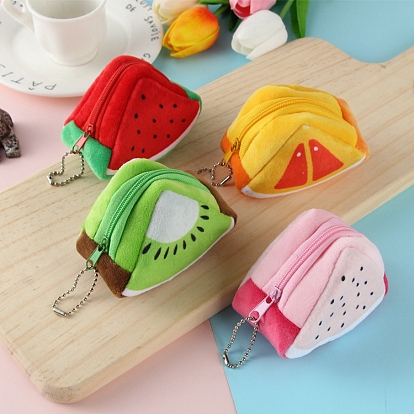Plush Fruit Wallets, with Iron Keychain Clasps