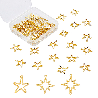 Alloy Open Back Bezel Pendants, For DIY UV Resin, Epoxy Resin, Pressed Flower Jewelry, Starfish with Twinkling Star