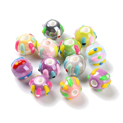 Фарфора ручной работы бисер нитей, бусины ручной работы, с эмалью, круглые