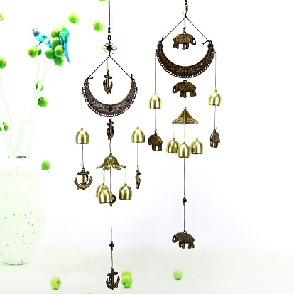 Crescent Bronze Alloy Wind Chime Home Decoration Storefront Pendant Door Decoration Bell Charm Ornament Tourist Attraction Gift