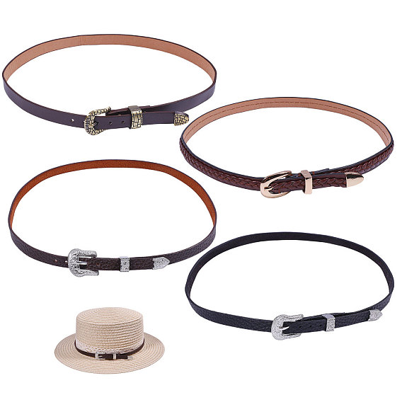 4 шт. 4 стили резинки для шляп из искусственной кожи, со сплавом, для ковбойской шляпы, шляпа-федора с загнутыми полями, украшение соломенной шляпы