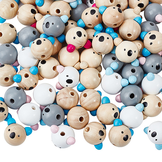 Тема животных деревянные европейские бусины, бусины с большим отверстием, разноцветные