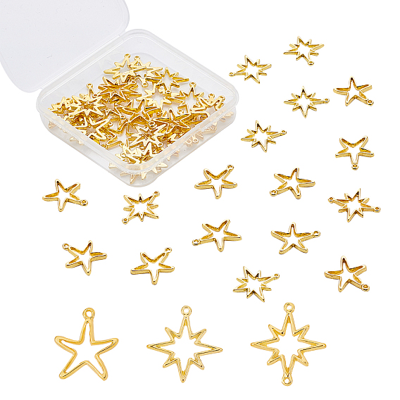 Alloy Open Back Bezel Pendants, For DIY UV Resin, Epoxy Resin, Pressed Flower Jewelry, Starfish with Twinkling Star
