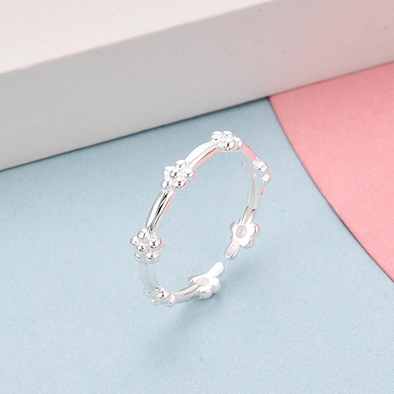 925 открытые кольца-манжеты из стерлингового серебра для женщин, цветок, с печатью s925