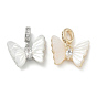 Европейские подвески-шармы с бабочкой из белой ракушки и латуни, без кадмия, без никеля и без свинца, подвески с большими отверстиями и прозрачными кубическими цирконами