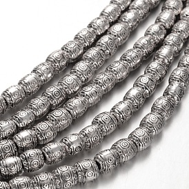 Baril de style tibétain brins en alliage de perles, sans cadmium et sans nickel et sans plomb, 6x6mm, trou: 2mm, environ 34 pcs/chapelet