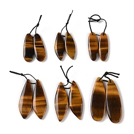 2Pcs Natural Tiger Eye Pendants, Gems Charms