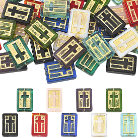 36 шт 9 цвета бусины лэмпворк ручной работы, прямоугольник с крестом, золотой металл обвитыми