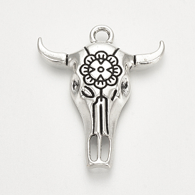 Tibetan Style Alloy Pendants, Cattle Head, Cadmium Free & Lead Free