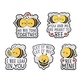 Bees with Word Enamel Pins, Alloy Brooches for Backpack Clothes