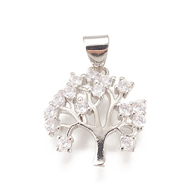 Латунные микро проложить кубического циркония подвески, долговечный, без свинца, без кадмии и без никеля, древо жизни, прозрачные