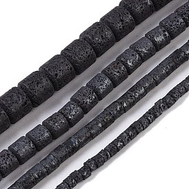 Frosted Natural Lava Rock Beads Strands, Column