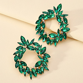 Colorful Crystal Statement Earrings with Fashionable Alloy Design