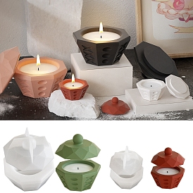 Faceted Octagon DIY Silicone Candle Cup Molds, Storage Box Molds, Resin Cement Plaster Casting Molds