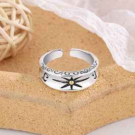 Retro Alloy Star Open Cuff Ring for Unisex